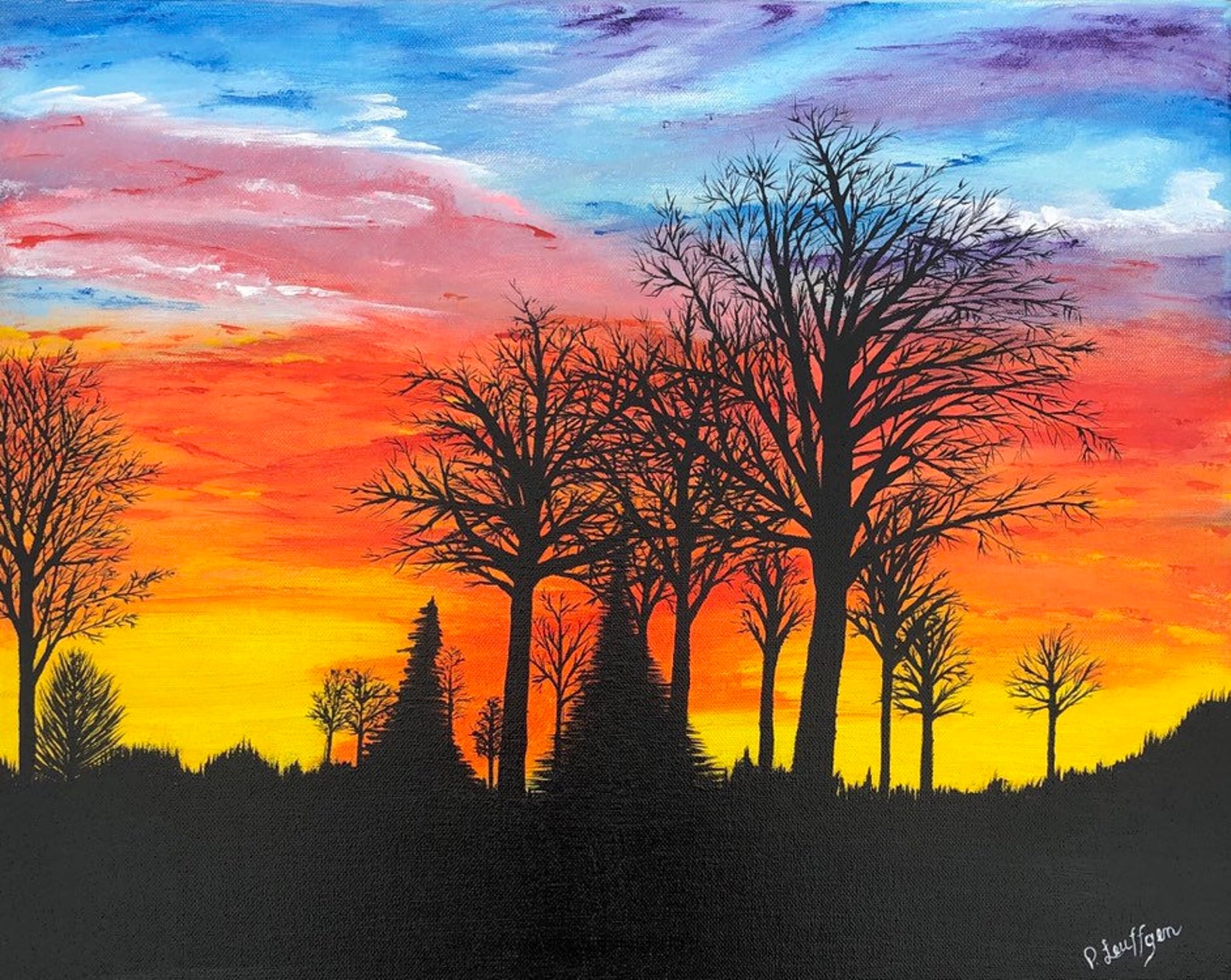 Vibrant painting Sunrise painting Sky painting Dawn Etsy