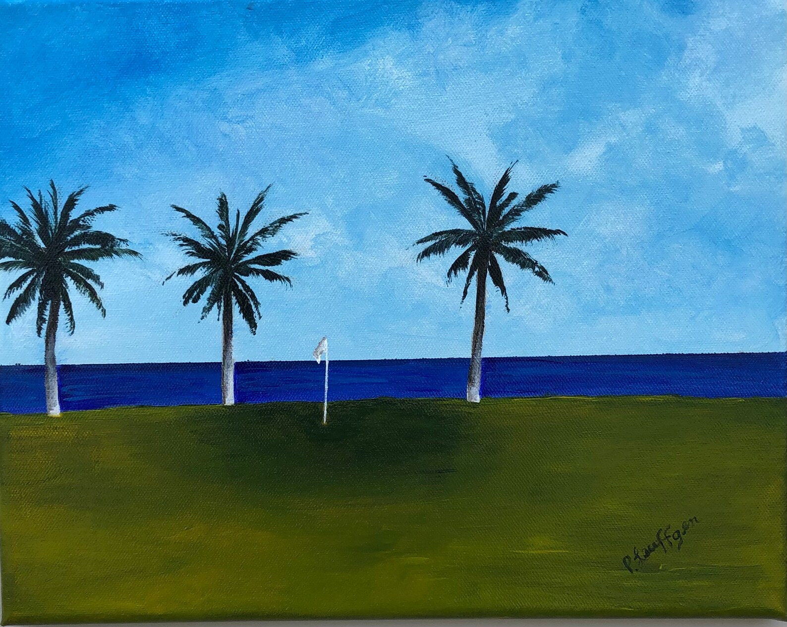 Golf Course Landscape Painting Golf Course Painting Golf Etsy
