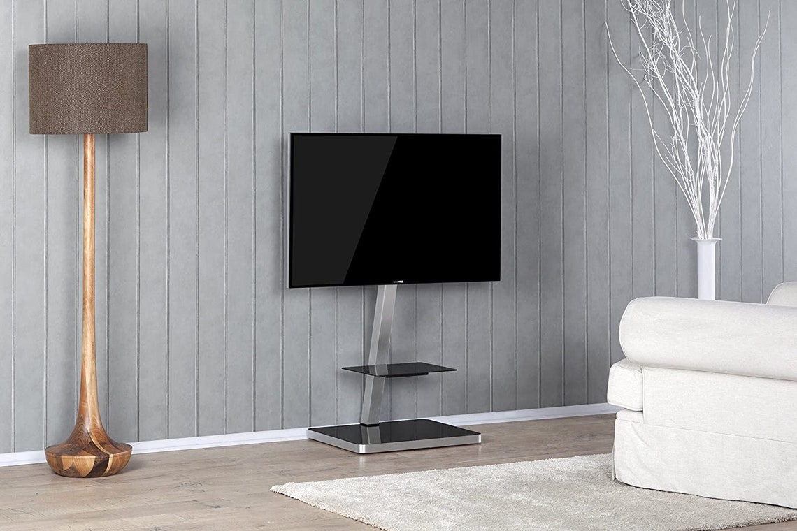 Leaning Floor TV Stand with Shelf For Screens up to 55 Etsy