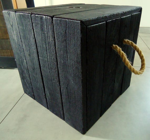 shou sugi ban ,yakisugi storage cube, side table, end table,  wood furniture, wood stool