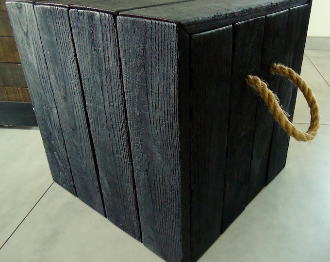 shou sugi ban ,yakisugi storage cube, side table, end table,  wood furniture, wood stool