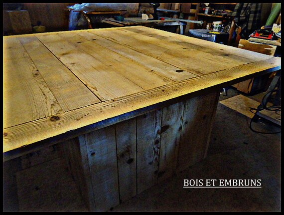 Dining Table With Central Old Barn Wood Base Etsy