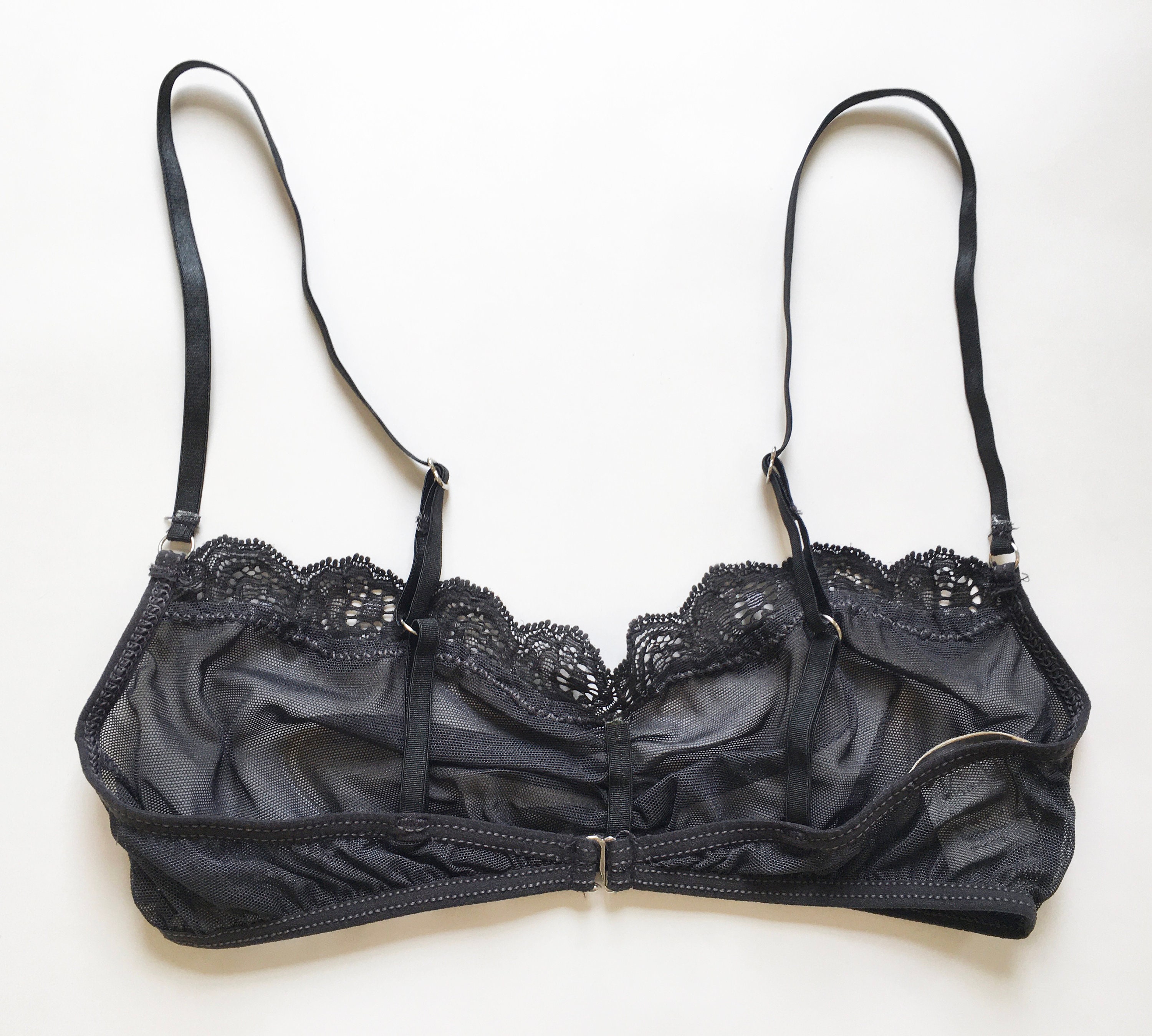 Sheer Mesh Bralette With Lace Detail 