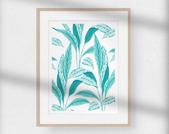 Tropische illustratie poster interieurdecoratie - Dieffenbachia - limited edition - Botanisch - Tropisch - Bloemen