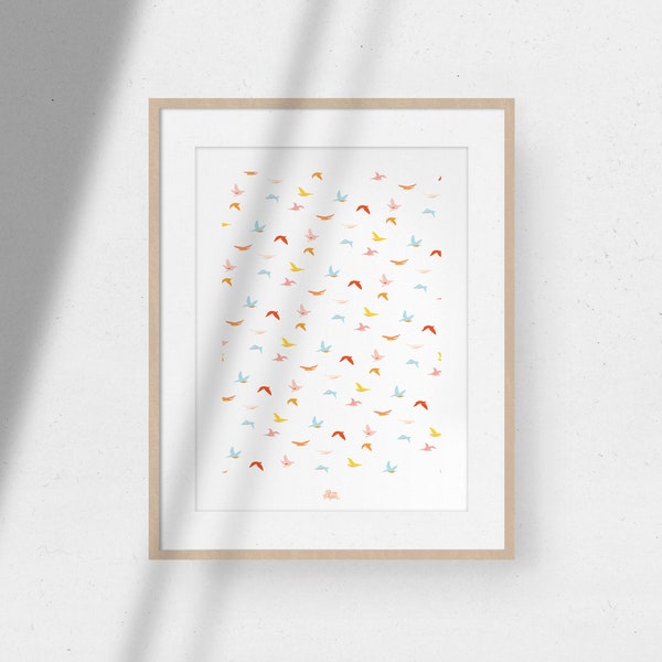 Affiche illustration oiseaux chambre d'enfants - Birdy