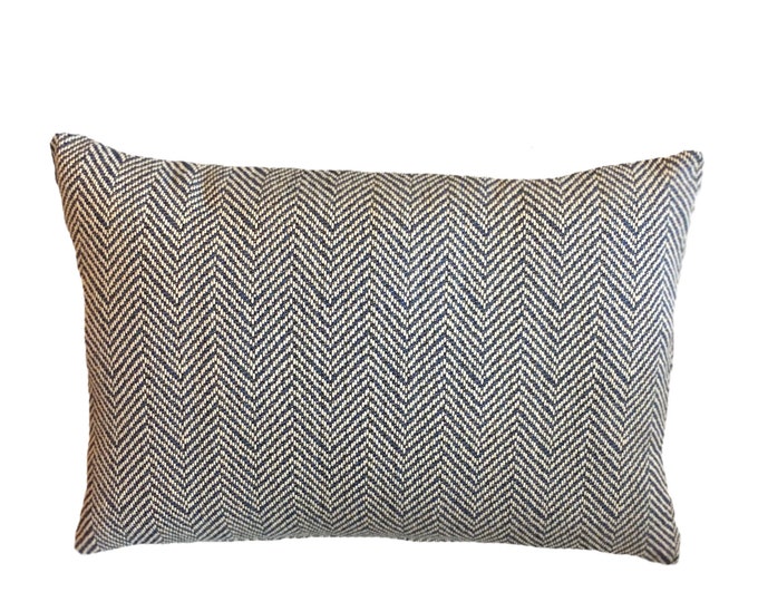 CR Laine Fabric Navy and Grey Herringbone Decorative Lumbar Etsy
