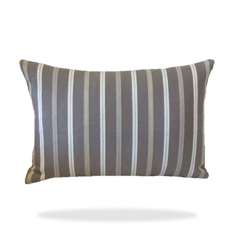 Decorative Lumbar Pillow Cover Taupe Cream and Grey Stripes Etsy