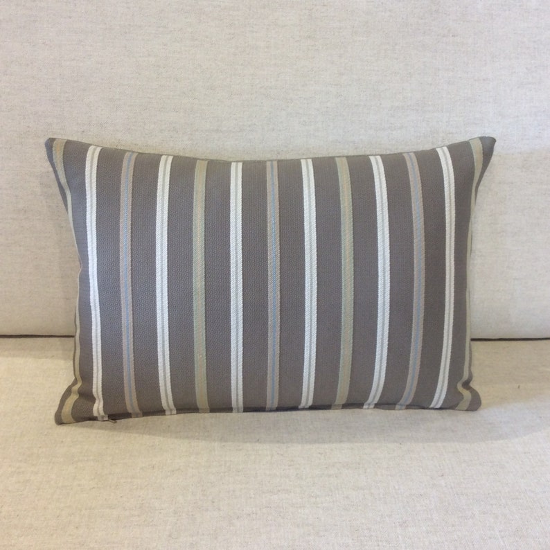 Decorative Lumbar Pillow Cover Taupe Cream and Grey Stripes Etsy