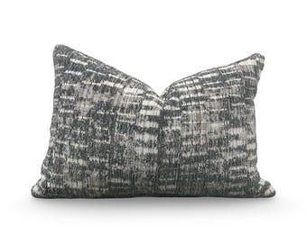 Alpaca Wool Lumbar Pillow Cover: Holly Hunt Switchback Design, 12x18"