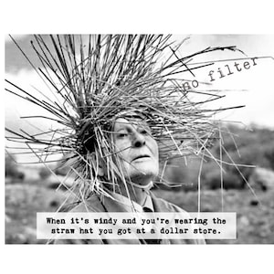 Straw Hat:  vintage photograph greeting card; sassy, humorous, funny, silly, sarcastic.  #2810