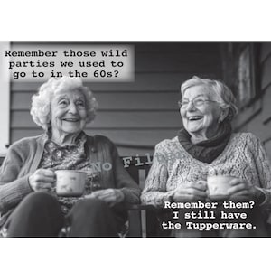 Tupperware:  vintage photograph greeting card; sassy, humorous, hilarious, cute, unique, sarcastic, retro.  #2910