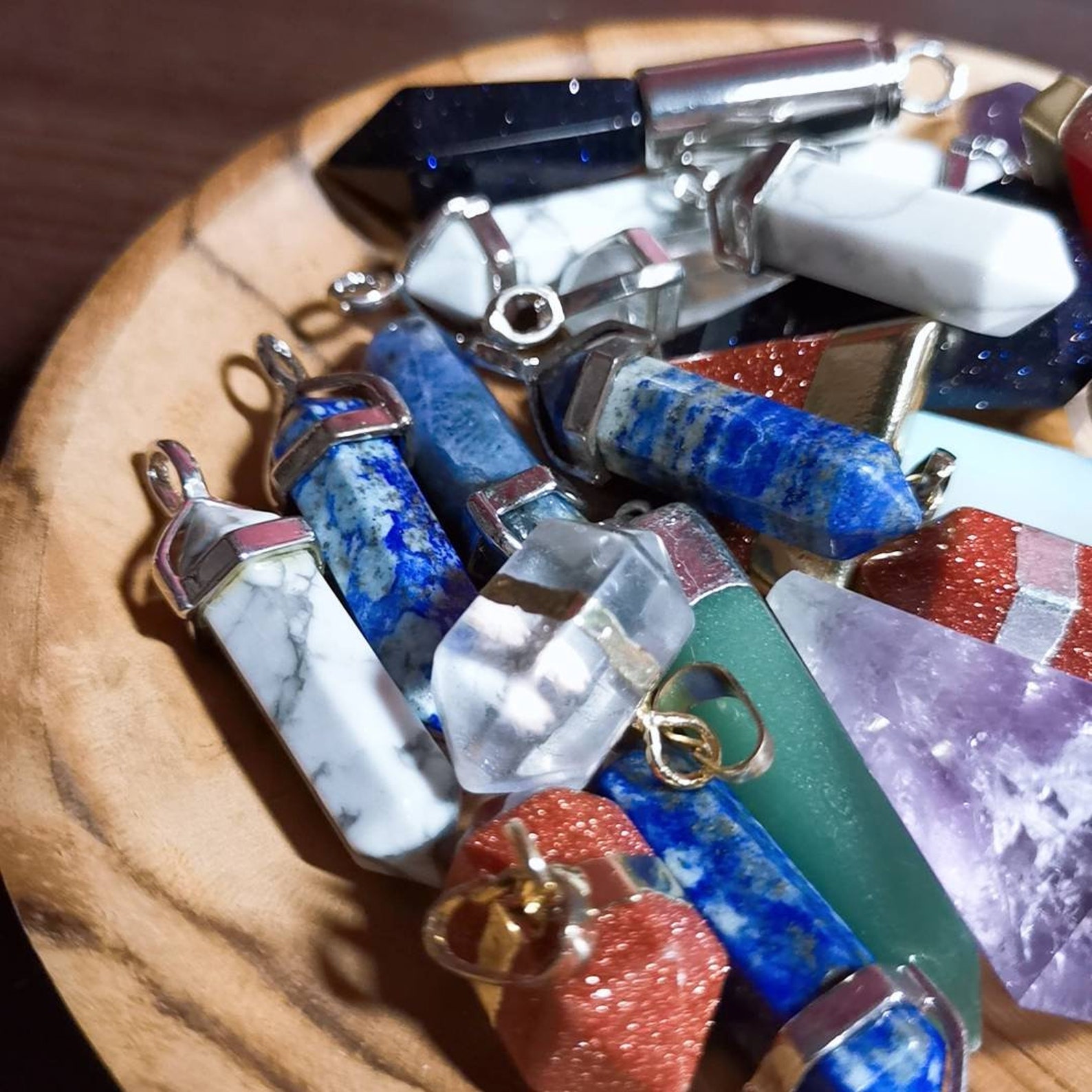 Quartz Assortment Pendants Stone Necklace Quartz Etsy