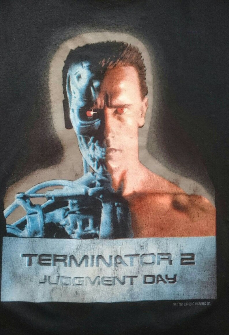 VTG 1991 Terminator 2 Judgement Day Shirt XL Extra Large Vintage Robocop Sweater Tee Carolco Predator Schwarzenegger
