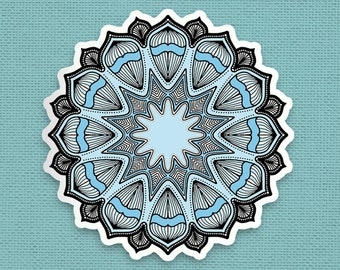 Blue Mandala Sticker | Decal for Laptop | Planner or Water Bottle | Vinyl Sticker | Cool Stickers