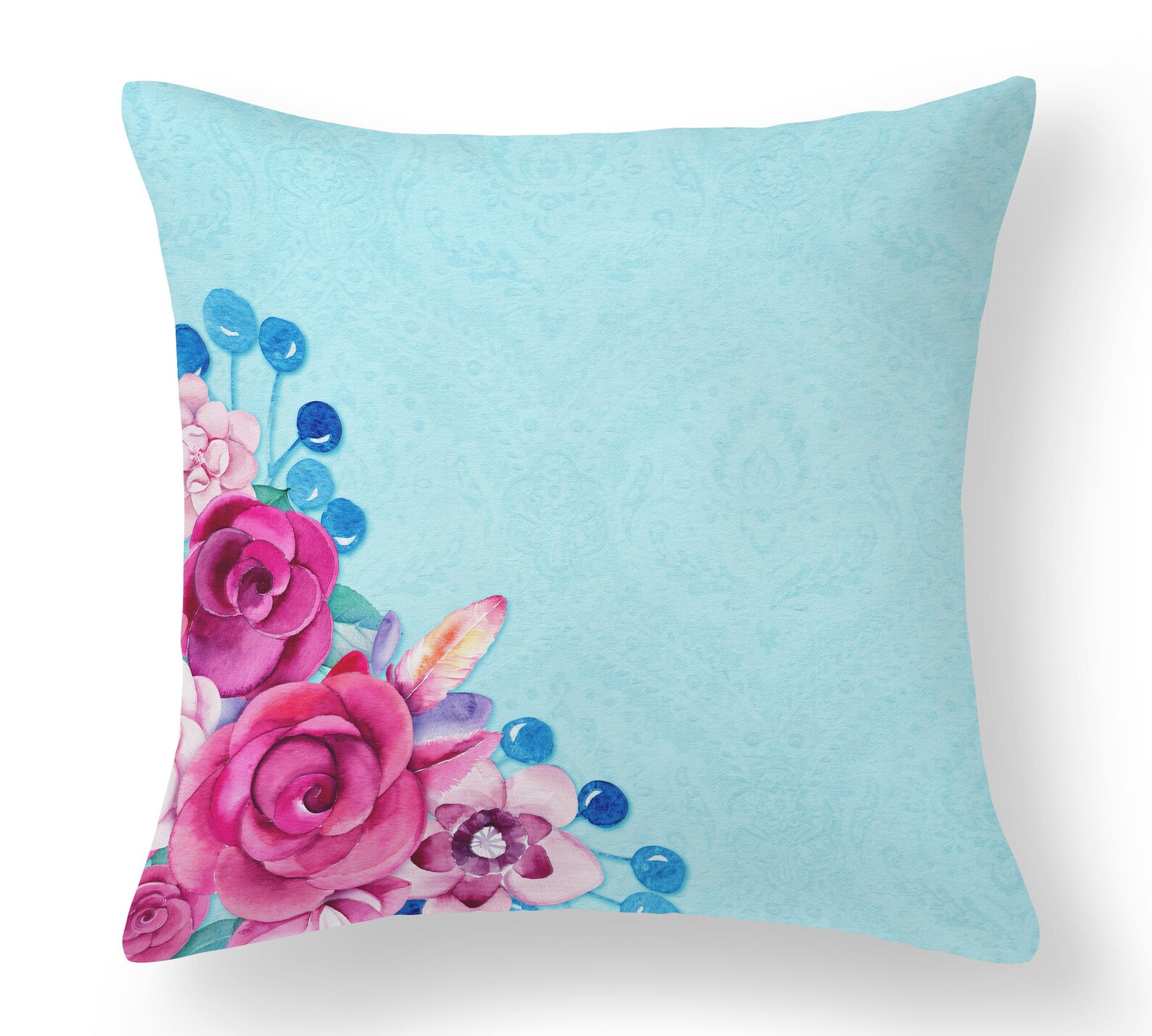 Blue and Pink Cushion Floral Pillow Stylish Cushion Etsy