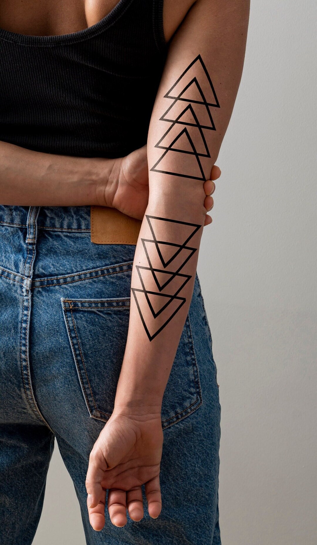 Large Geometric Tattoo Temporary Triangles Tattoo Not a Tattoo ...