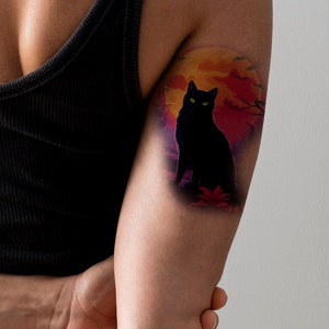 Black Cat Tattoo | Temporary Halloween Tattoo | Not a Tattoo | Cute Tattoo | Gothic Tattoo