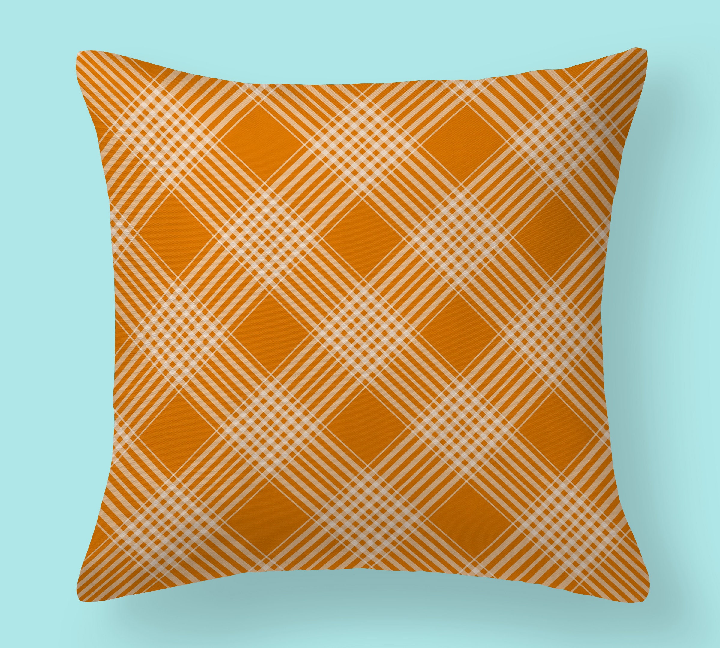 orange checked cushions