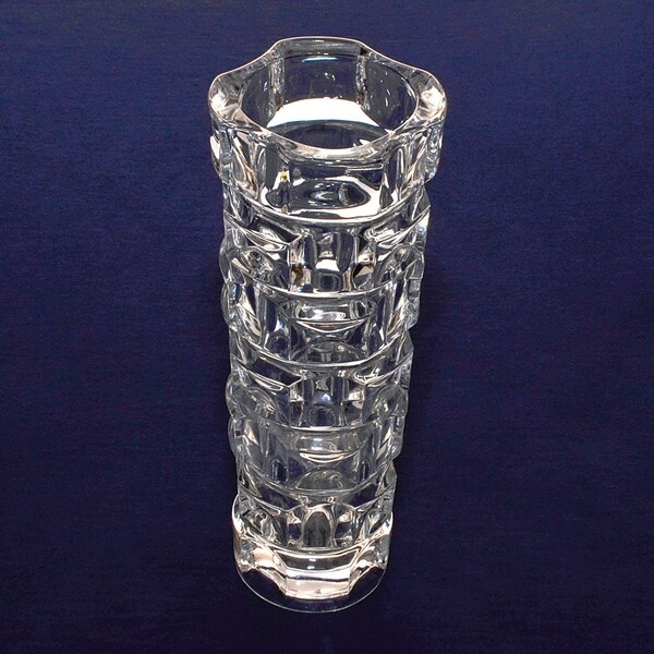 ANCENIS 4-Sided Crystal Flower Vase 8.75” D'Arques-Durand Geometric Block Design - Vintage Collectible