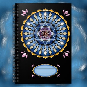 Star of David Spiral Notebook, Hebrew Sacred Geometry Mogen David, Hermetic Seal of Solomon, Metatrons Cube Mandala