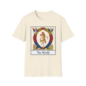 Camiseta gráfica del Tarot, la carta del mundo, símbolo del éxito, camiseta única de arte místico y oculto, camiseta Gildan de primera calidad.