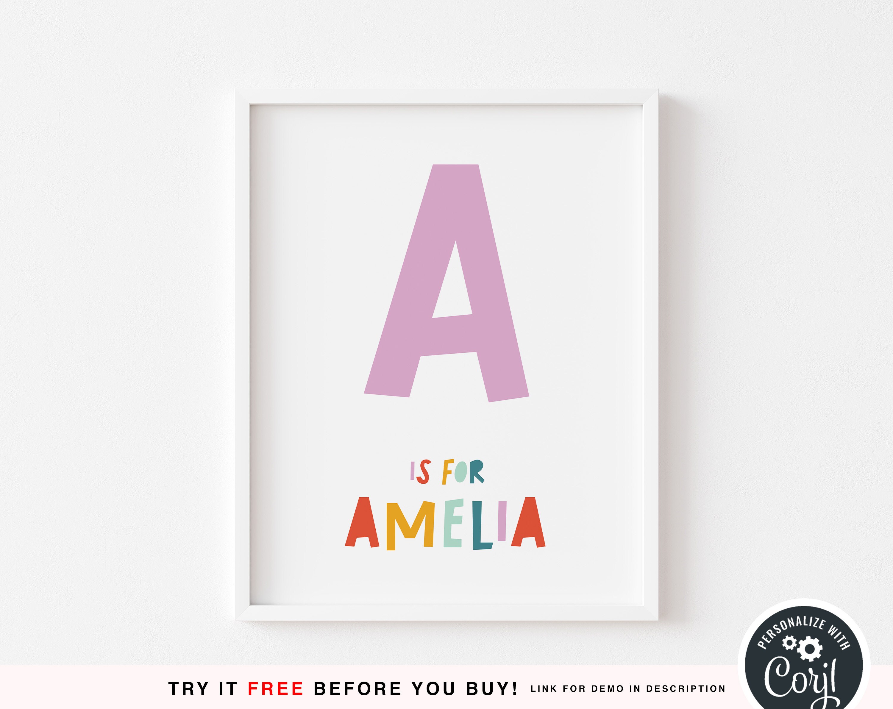 Editable Name and Initial Wall Art DIY Printable Name Art | Etsy