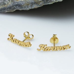 Personalized Name Earrings, Custom Minimalist Earrings, Initial Earrings, Gold Gift For Her - Mom- Girlfriend