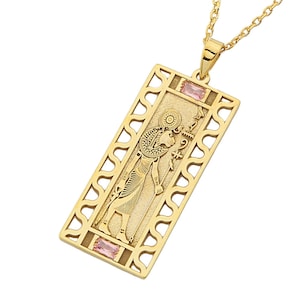 Egyptian jewelry Sekhmet Cartouche Necklace, Personalized Initial Pendant for Custom Naming, Perfect Gift for Egyptian Art Lovers