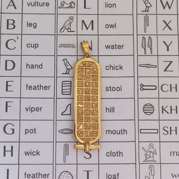 Egyptische ketting, Egyptische cartouche, Egyptische ketting vrouwen, Egyptische naamplaatje ketting, Egyptische cartouche ketting