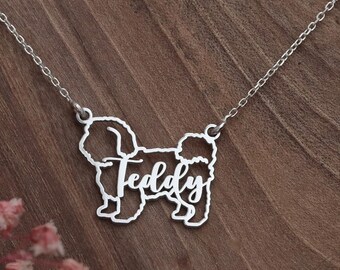 Benutzerdefinierte Sterling Silber Hund Name Halskette, Hund Mom Schmuck