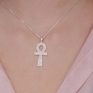 Ankh Sterling Silver Necklace, Timeless Egyptian Cross Charm, Wellness and Protection Accessory, Perfect Birthday Gift