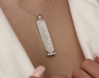 Egyptian Personalised Name Necklace, Ancient Egyptian Pendant, Gold Personalized Cartouche Necklace, Custom Name Necklace