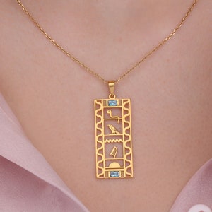 Egyptian Necklace, 14k Gold Personalized Cartouche Jewelry, Unique Keepsake for Her, Thoughtful Christmas Gift, Ideal Gift for Women