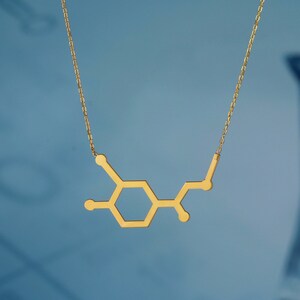Rose Gold Adrenaline Sterling Silver Molecule Charm Necklace, Chemistry Science Jewelry, Adjustable Chain