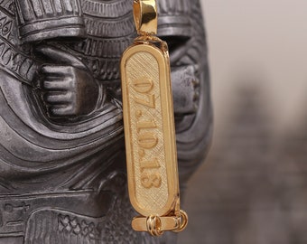 Three Sided Egyptian Cartouche Pendant Personalized Hieroglyph Name Necklace