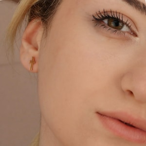 Handcrafted Cross Stud Earrings, Stunning Rose Gold Religious Jewelry for Women, Perfect Holiday Gift
