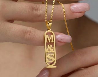 Gold Initial Personalized Pendant, Couple Letter Charm, Minimalist Alphabet Necklace Pendant, Custom Initial Jewelry, Gold Letter Charm Gift