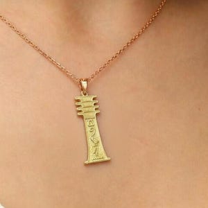 14k Gold Egypt Cartouche Necklace, Unique Hieroglyph Design for Custom Gifts, Great for History Enthusiasts, Christmas Gifts