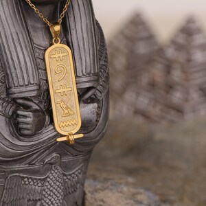 8k Solid Gold Kartusche Halskette, personalisierte Kartusche Halskette, Hieroglyph Ägypten Schmuck, Hieroglyphischer Schmuck, Halskette nach Maß