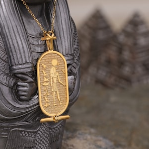Egyptian Jewelry Ra Necklace, Personalized Cartouche Pendant for Men & Women, Custom Heritage Accessory, Christmas Gift for Her