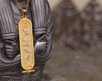 Egyptian Personalized Necklace, Personalised Cartouche Necklace, Egyptian Cartouche Pendant, Personalized Name Necklace, Gold Name Necklace