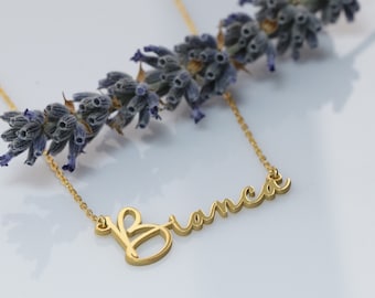 Personalized 14k Solid Gold Name Necklace, Custom Letter Design, Perfect for Bridesmaid, Handcrafted Jewelry Gift for Her