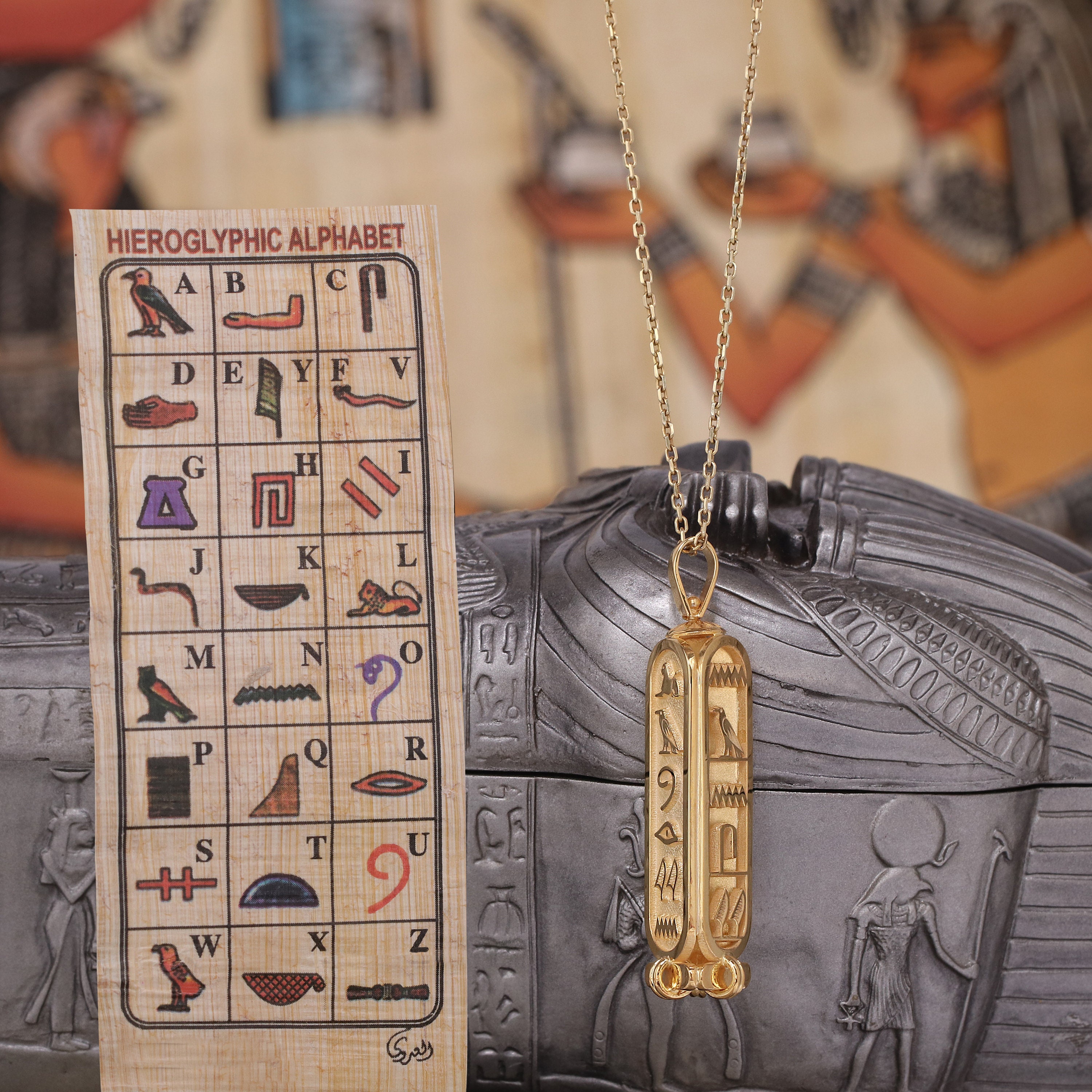 Ancient Egyptian Hieroglyphic Name Necklace, Cartouche Egyptian Hieroglyphic  Name Necklace, Egyptian Alphabet Necklace - Etsy