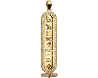 Bijoux collier cartouche d’or, hiéroglyphe cartouche égyptienne, collier de nom personnalisé, bijoux cartouche égyptienne en or 14 carats