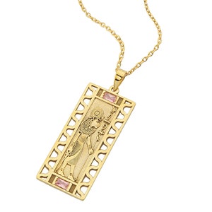 Sekhmet Egyptian Name Necklace, Gold Cartouche Pendant for Personalized Gift, Gold Egyptian God, Christmas Necklace, Christmas Gifts For Her