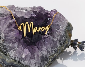 Gold Letter Personalized Jewelry, Custom Name Necklace, Ideal Gift for Her, Mom, Girlfriend, Sterling Silver Christmas Necklace