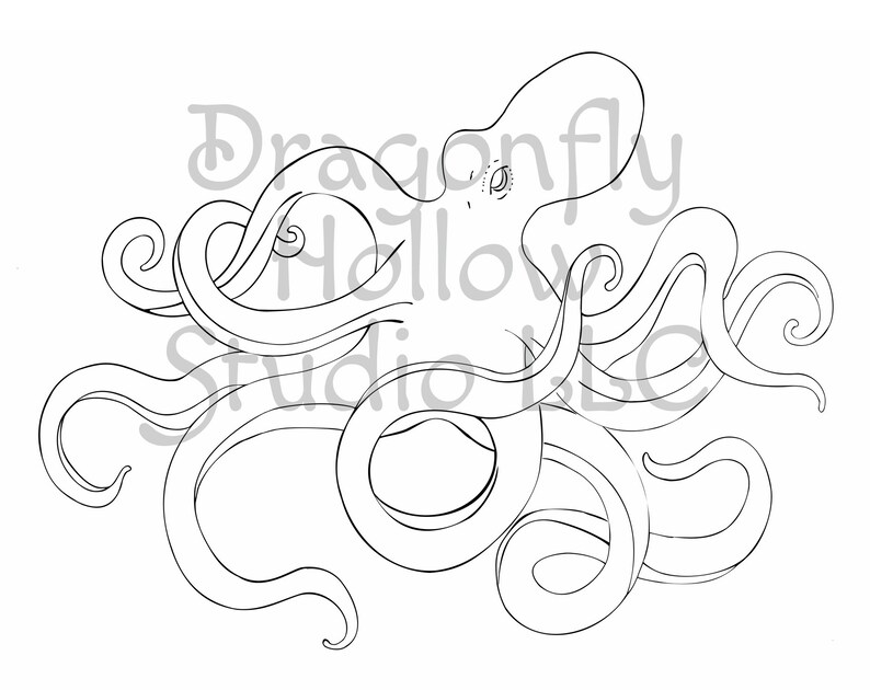 Download Octopus Sea Creature Printable pdf Coloring Page Adult | Etsy