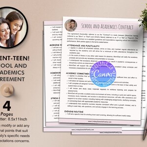 Contract Template for Parenting Teens Behavior, School and Academics Agreement, Editable Contract, Instant Download