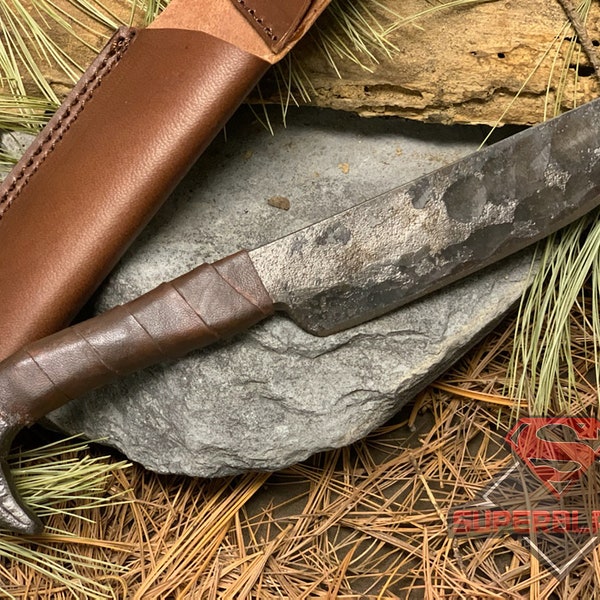 Viking Raven Head Hunting Knife with Sheath