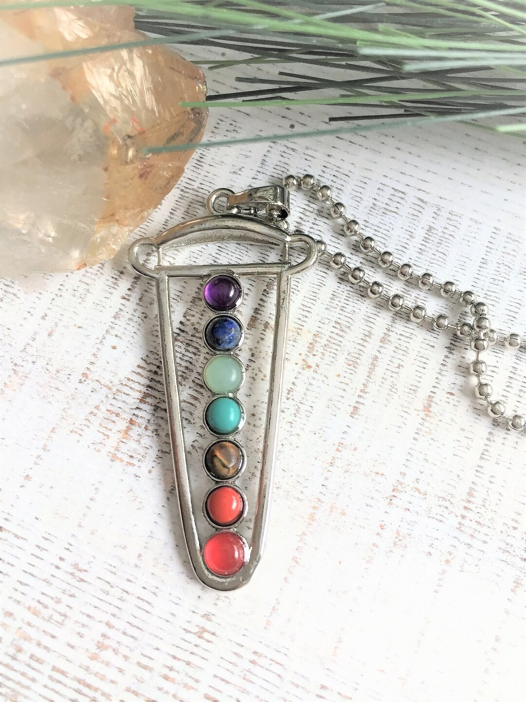 7 Chakra Necklace Pendant Meditation Spiritual Yoga Pendant Earthy